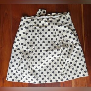 J. Crew White and Black Polka Dot Skirt